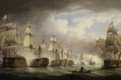 HMS “Victory” Heavily Engaged at the Battle of Trafalgar by Thomas Buttersworth