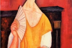Woman with a Fan (Lunia Czechowska) (1919) by Amedeo Modigliani