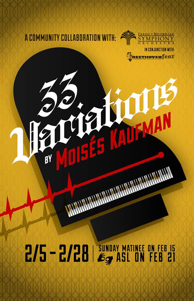Poster for Theatre B stage production of 33 Variations by Moisés Kaufman.
