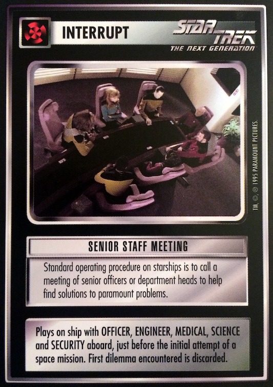 Photo of the card Senior Staff Meeting from Star Trek TNG CCG.