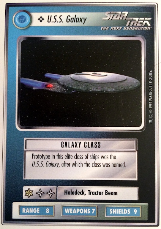 Photo of the card USS Galaxy from Star Trek TNG CCG.