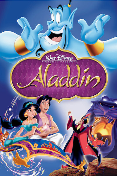 Movie poster for Aladdin (1992) by Disney.