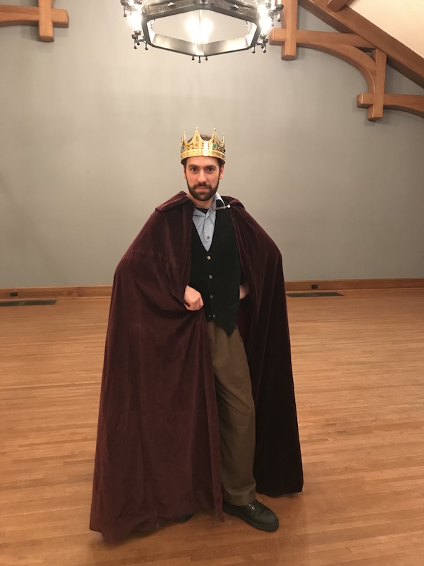 Matthew Collie dressed as the King of France for a production of All's Well That Ends Well